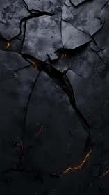 Dark cracked rock surface with subtle orange lava glow.