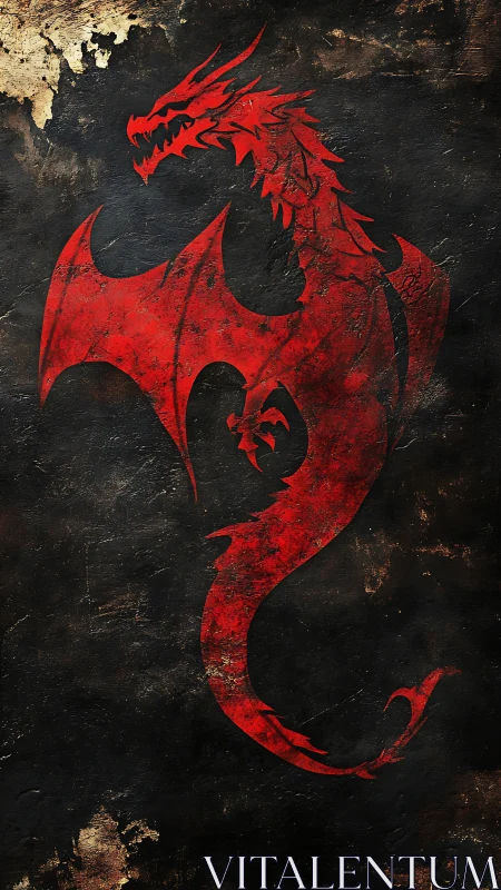 Red dragon sigil blazes against a scorched, battle-worn wall