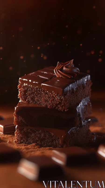 Chocolate Decadence Stacked: Triple-Layer Temptation.