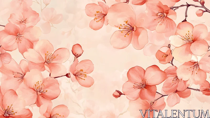 Blushing Blossom Symphony: Delicate Pink Florals in Soft Repose.