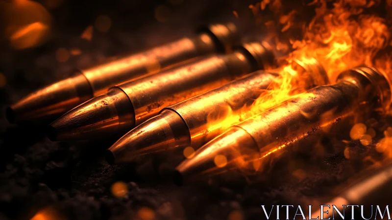 Golden Ammunition Glowing in Fiery Light.