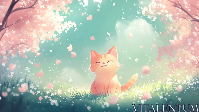 Orange Cat in Flourishing Bloom Garden Setting