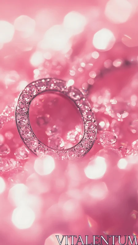 Sparkling pink pendant resting in dreamy crystal shimmer.