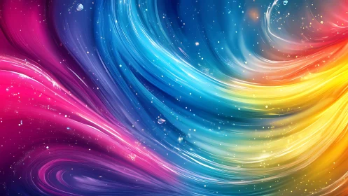 Digital painting spectrum vortex with flowing light trails.