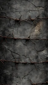 Rusted barbed wire scars across cracked stone silence.