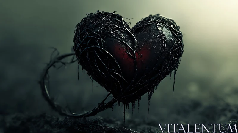 Thorned Heart Bleeds Sorrow in Darkened Mist.