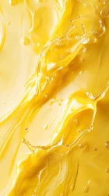 Macro fluid dynamics in golden liquid splash closeup study