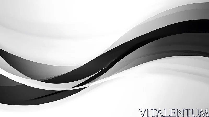 Monochrome wave ribbons forming sleek abstract curve.