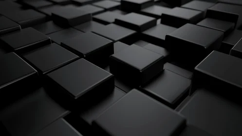 Calm black cubes forming a sleek, quietly modern landscape.