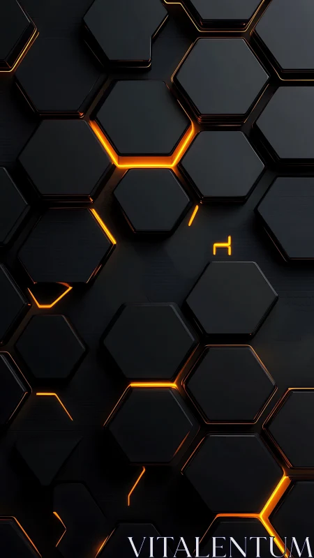 Midnight hexagons hum softly with molten circuit light