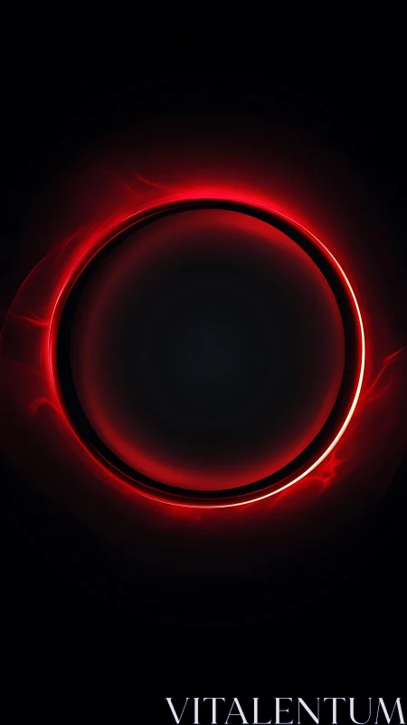 Red energy ring glows against deep black cosmic void.