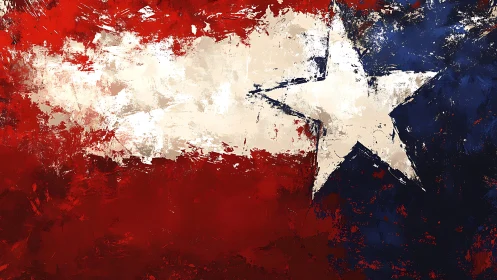 Textured tricolor flag motif with distressed central star form.