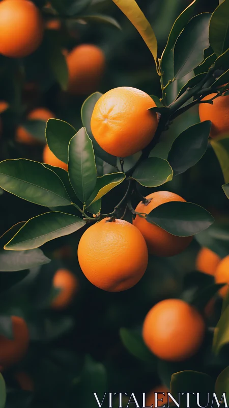Sunlit citrus chorus swaying in deep evergreen shadows.