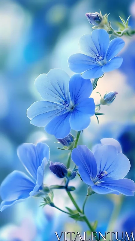 Delicate Blue Flowers with Precise Botanical Structure.