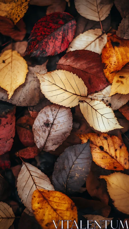 Chromatic deciduous leaf matrix under shallow depth field.