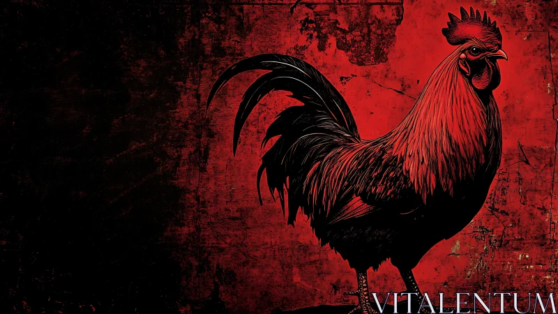 Bold Rooster in Red: A Study of Strength.