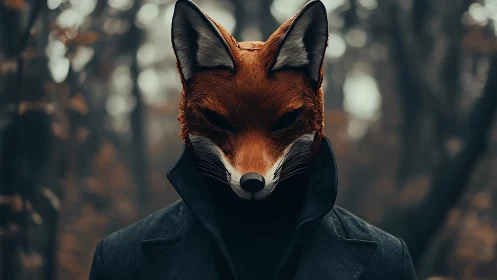 Midnight fox gentleman stalking secrets through misty woods.