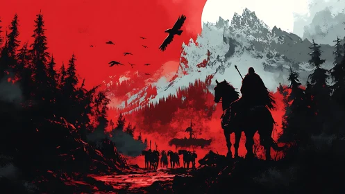 Crimson trail through wolfish pines and haunted mountain light.