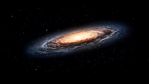 Starlit spiral galaxy blazing like a cosmic bonfire in space.