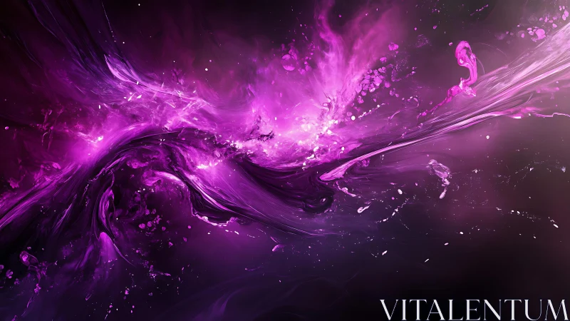 Vivid Abstract Swirl of Purple and Pink Paint in Digital Art Style.
