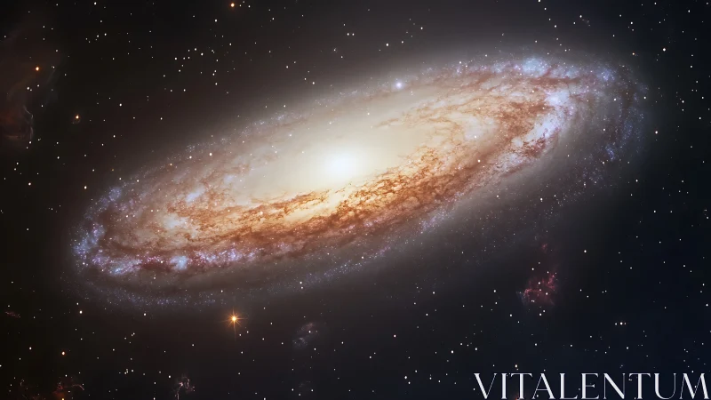 Spiral galaxy core glows through dense dust and star fields.