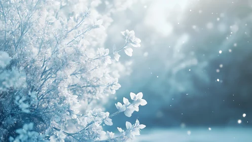 Winter's Delicate Frost Blossoms Gently Falling.