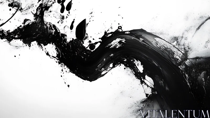 Inkstorm river bends through snowwhite negative space.