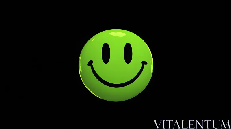 Bright neon green smiley face on black background, digital style.
