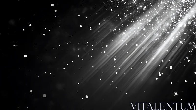 Radiant silver beams cutting through drifting stardust.