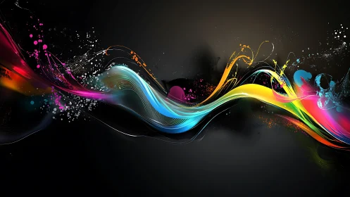 Color waves race through darkness and ignite liquid neon