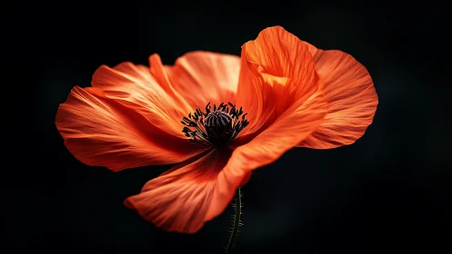 Radiant Poppy Blooming Against the Night.