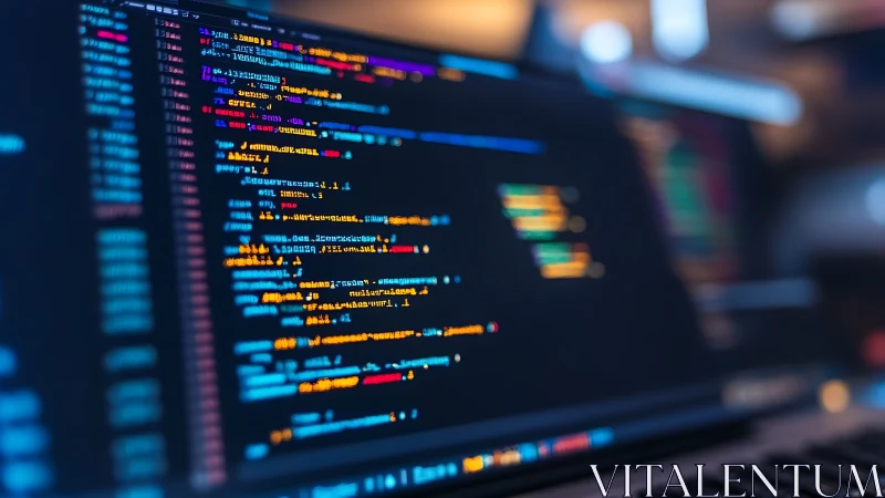 Neon code rivers glide across midnight developer screens