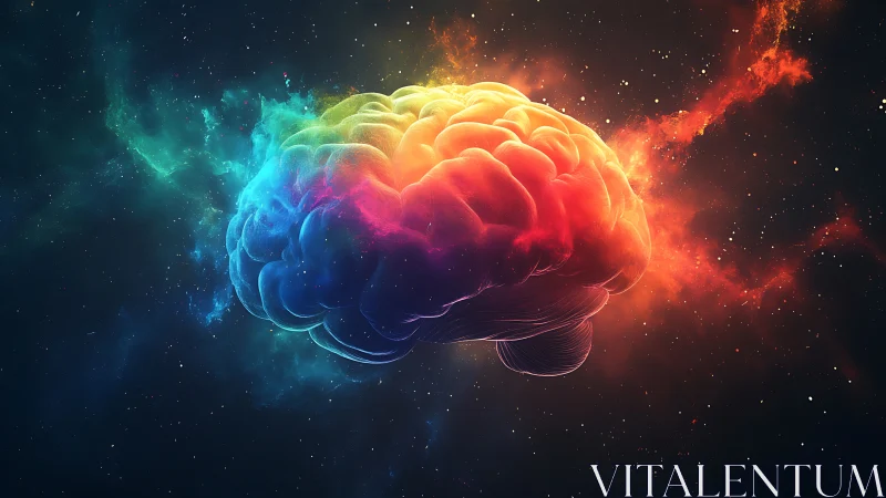 Chromatic neural cortex suspended in cosmic plasma field.