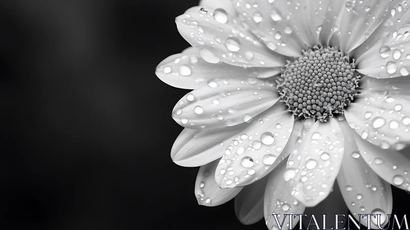Glistening Daisy Jeweled with Rain Drops and Morning Dew