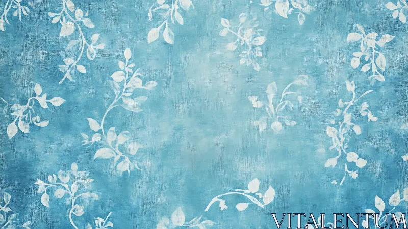 Soft blue floral background with gentle leafy branches.