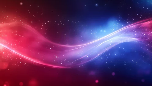 Vibrant abstract wave of light in cosmic digital art style.
