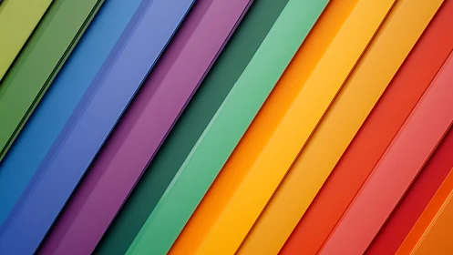 Diagonal rainbow panels form bold geometric color field