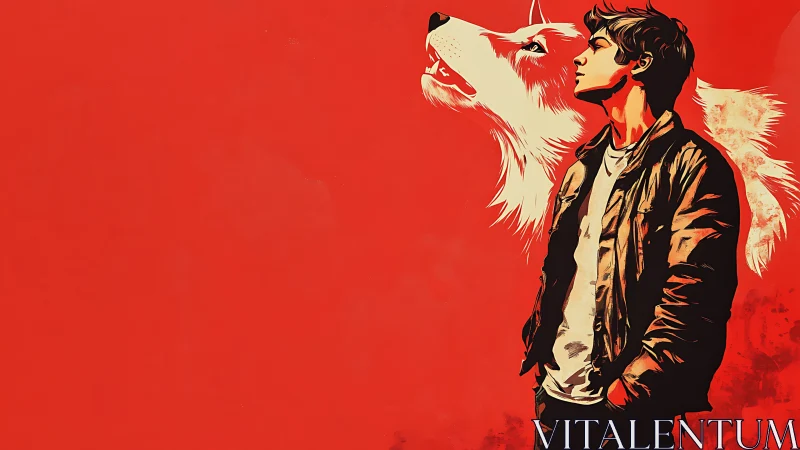 Bipedal silhouette aligned with spectral lupine profile overlay.