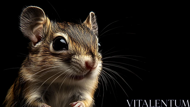 High-contrast rodent portrait with glossy eyes and whiskers.