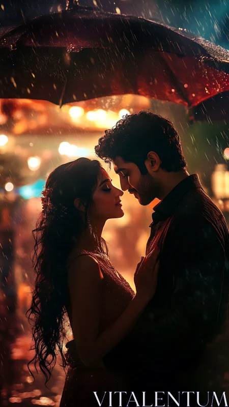 Rainy Nights Bring Romance Under Glowing Umbrellas.