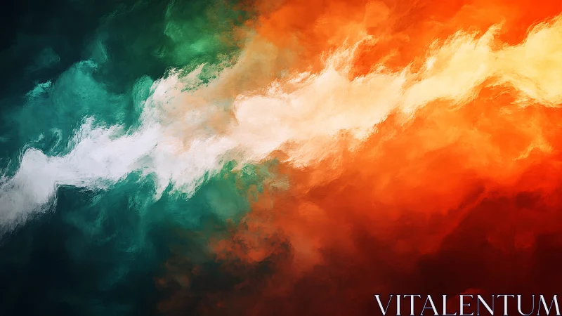 Diagonal tricolor abstract cloud with textured gradients.