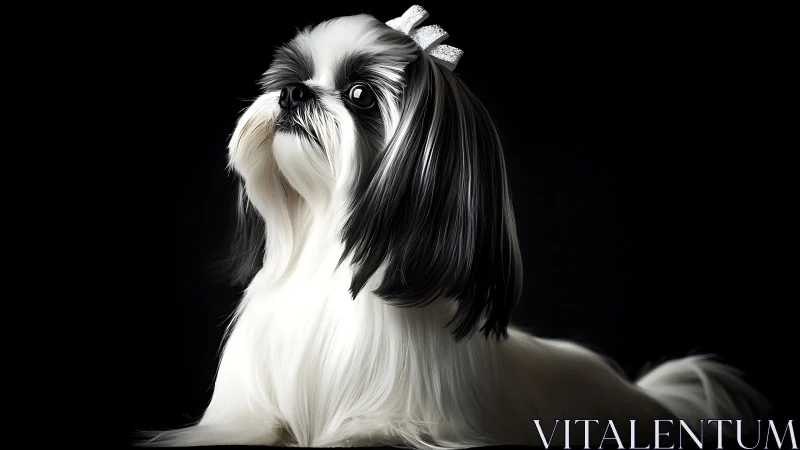 Groomed Shih Tzu in high-contrast studio portrait lighting study