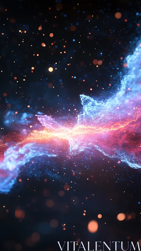 Glowing cosmic river of color drifting through deep space.