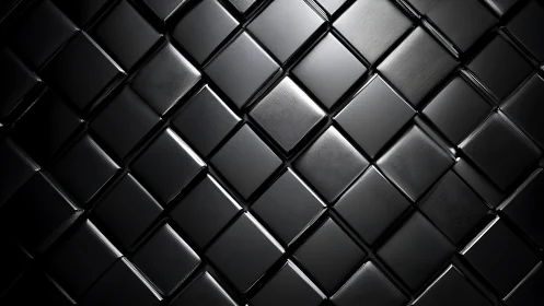 Gleaming black tiles form a calm geometric rhythm in shadow