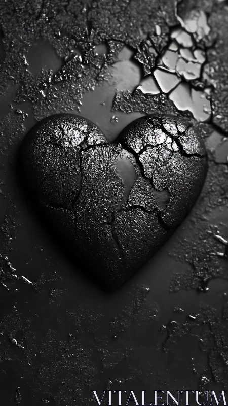 Textured Heart Form with Cracked Surface Detail