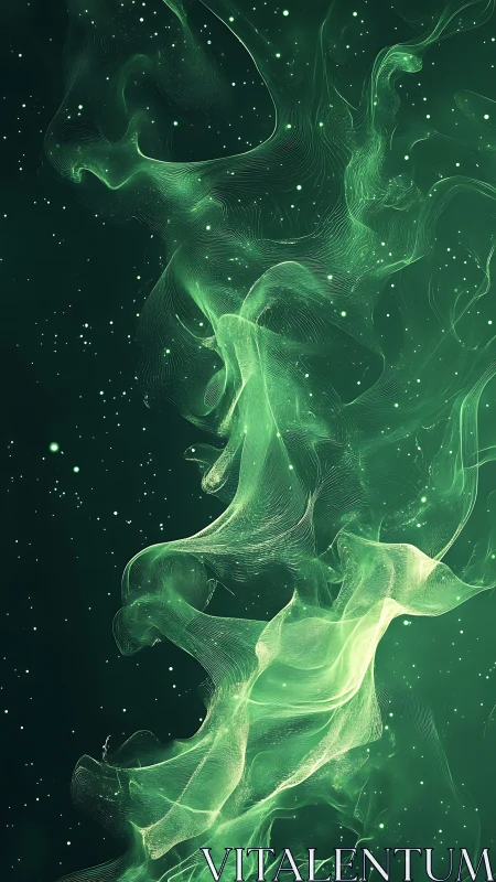 Volumetric nebula filaments with procedural particle drift mapping.