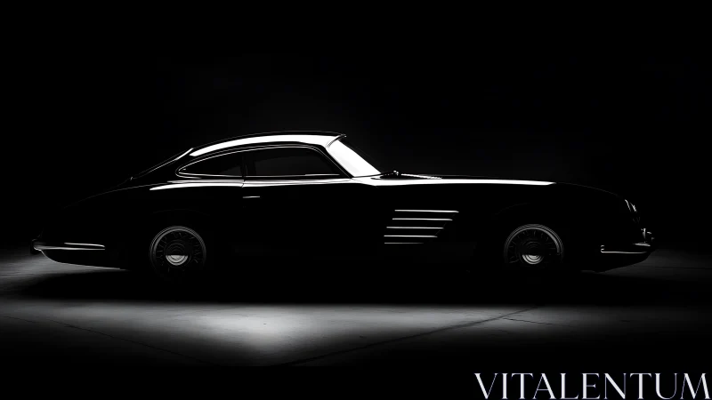 Classic coupe silhouette glows under dramatic studio lighting
