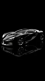 Midnight hypercar prowls a mirror-black digital void.
