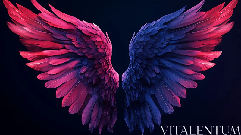 Digital painting of bioluminescent wings in gradient symmetry.