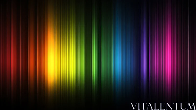 Neon rain curtains pour a prismatic spectrum into darkness.